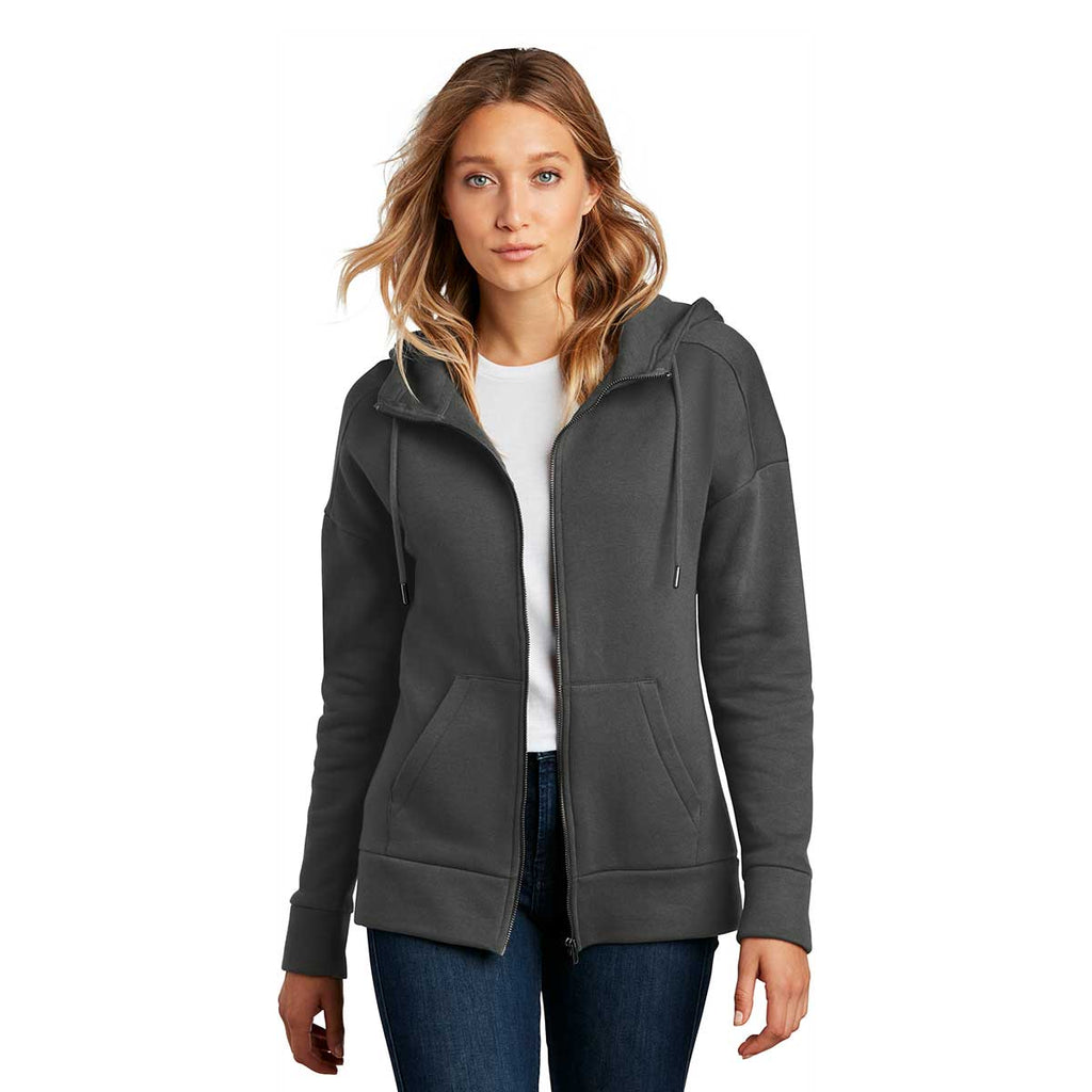 District Women's Charcoal Perfect Weight Fleece Full-Zip Hoodie