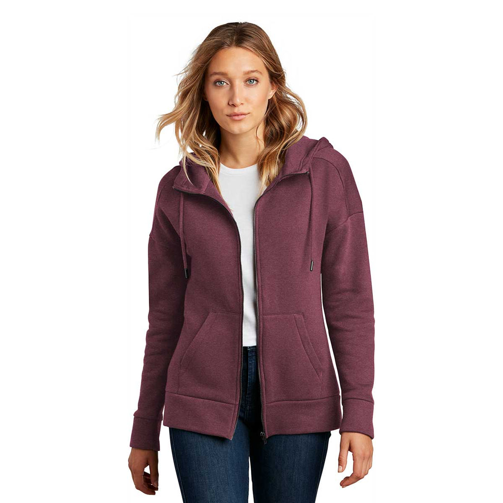 District Women's Heathered Loganberry Perfect Weight Fleece Full-Zip Hoodie