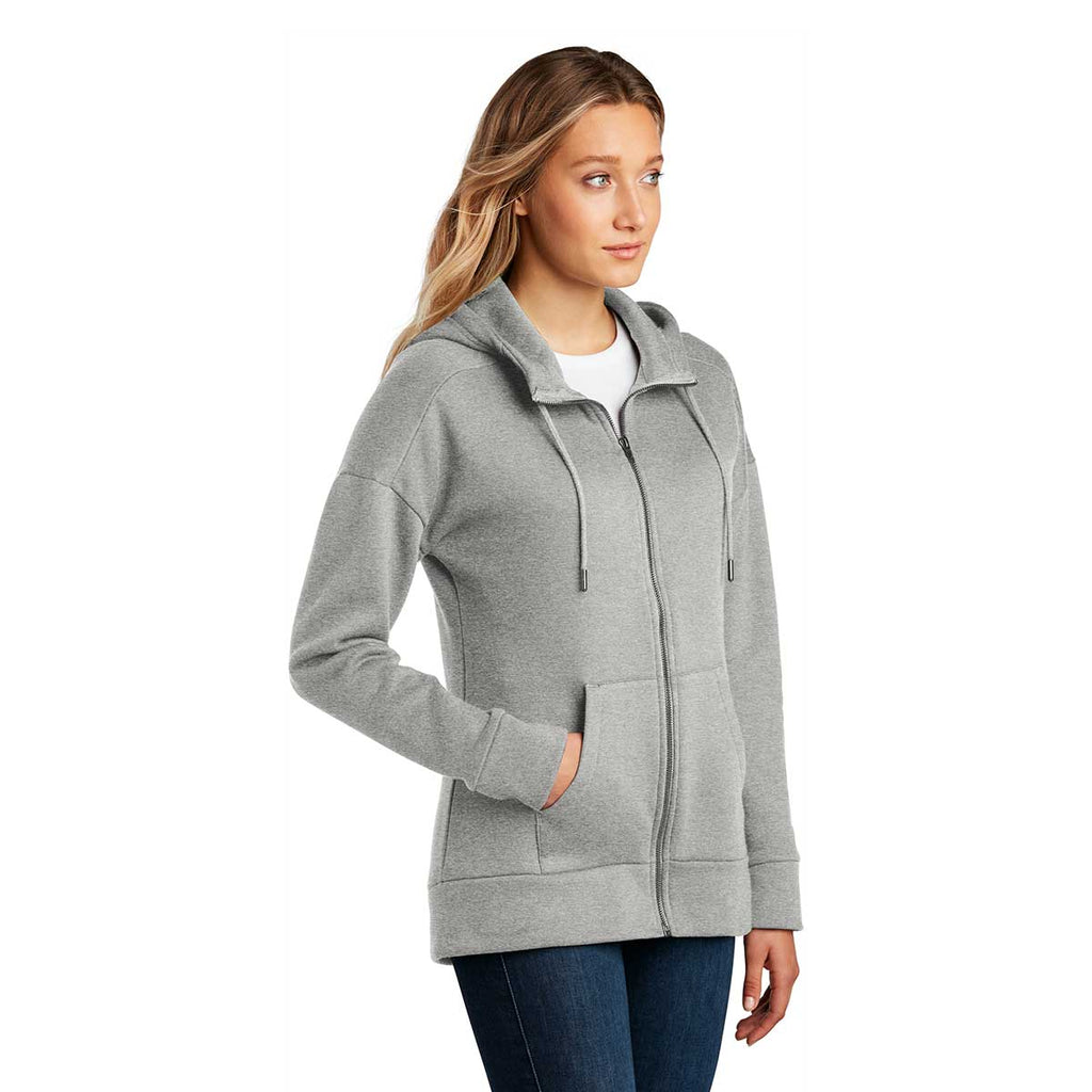 District Women's Heathered Steel Perfect Weight Fleece Full-Zip Hoodie