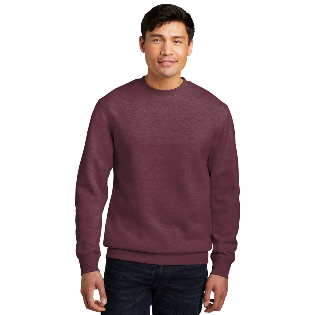 District Men's Heathered Cardinal V.I.T. Fleece Crew