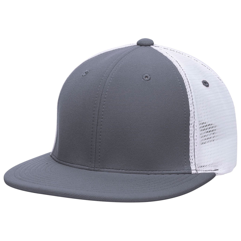 Pacific Headwear Graphite/White/Graphite Premium M2 Performance Trucker FlexFit Cap