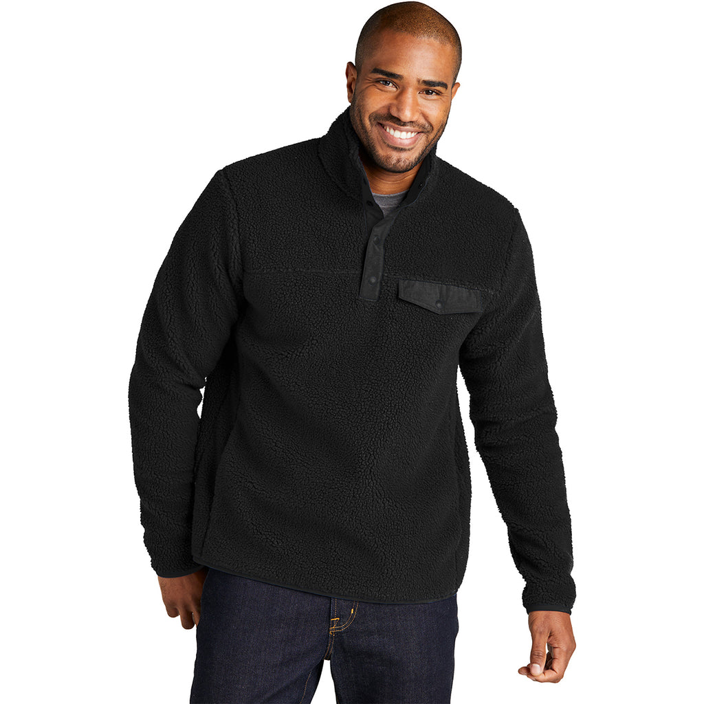 Port Authority Men's Deep Black Camp Fleece Snap Pullover