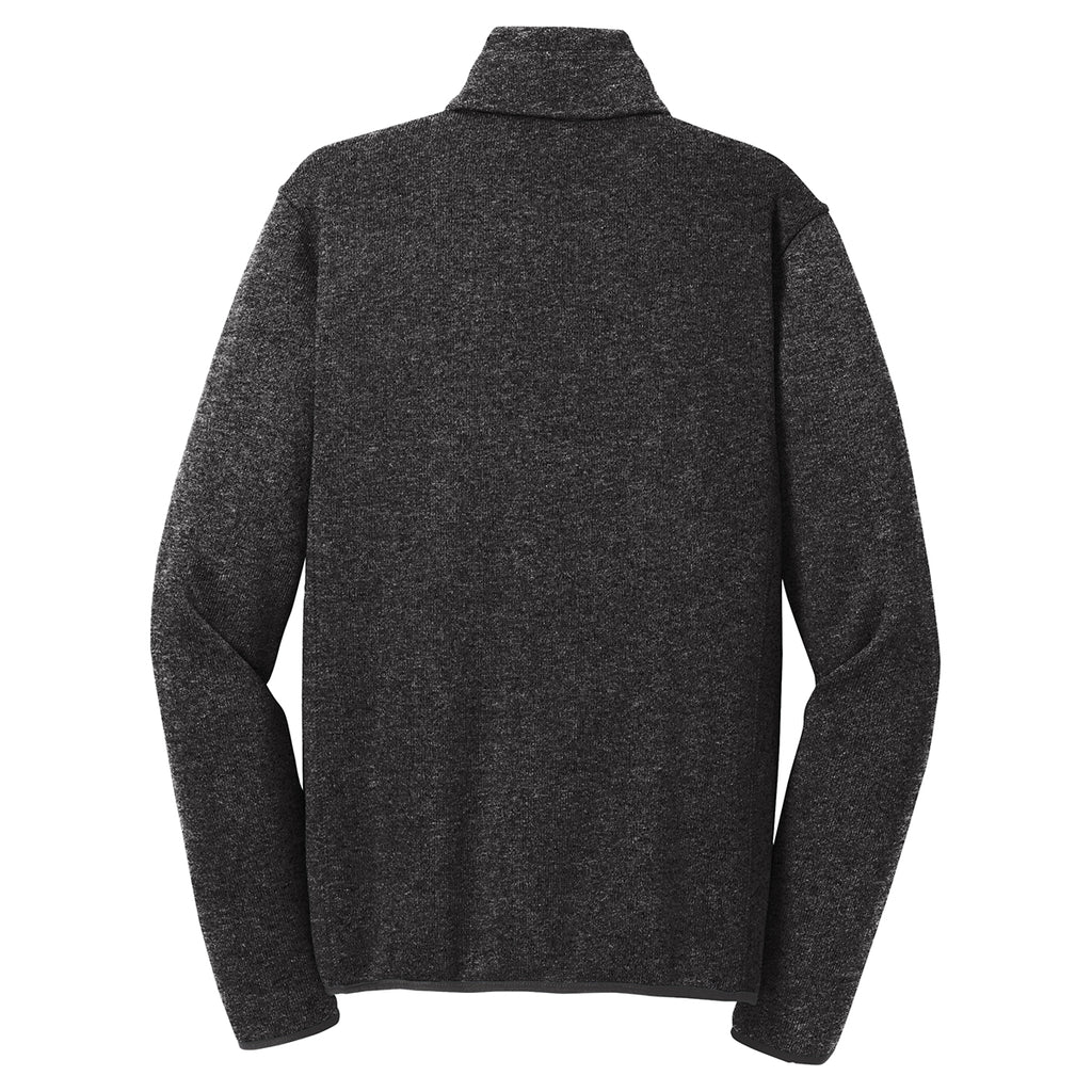 Port Authority Men's Black Heather Sweater Fleece Jacket