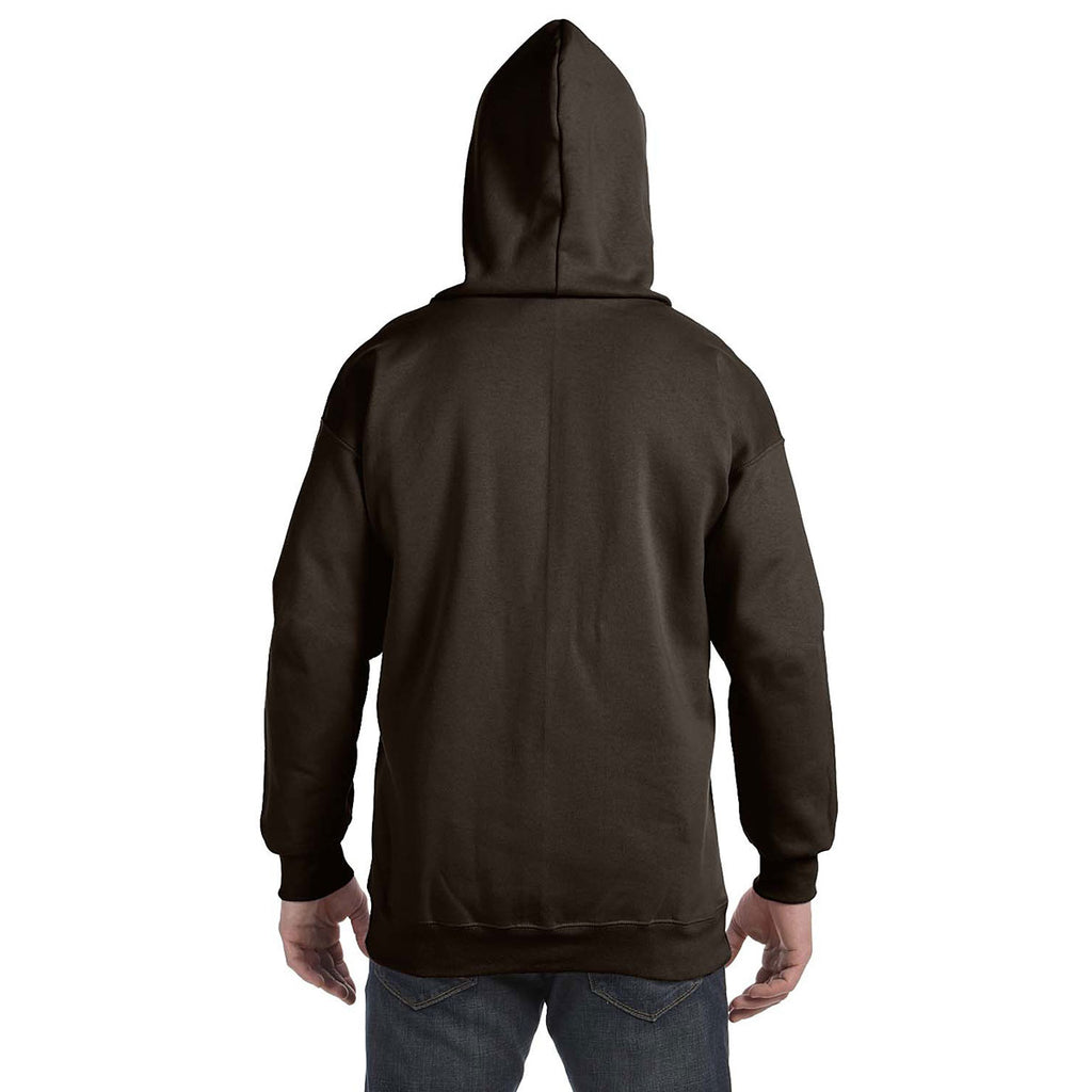 Hanes Men's Dark Chocolate 9.7 oz. Ultimate Cotton 90/10 Full-Zip Hood