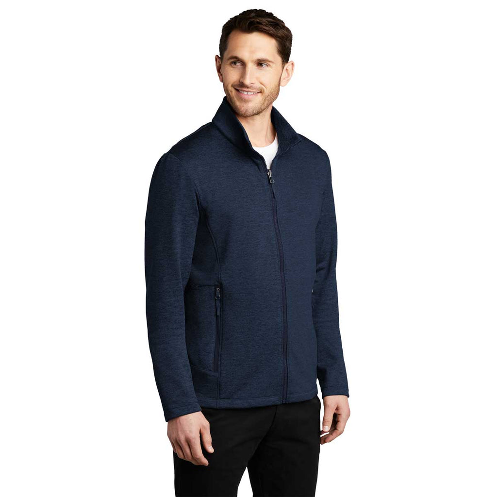 Port Authority Men's River Blue Navy Heather Collective Striated Fleece Jacket