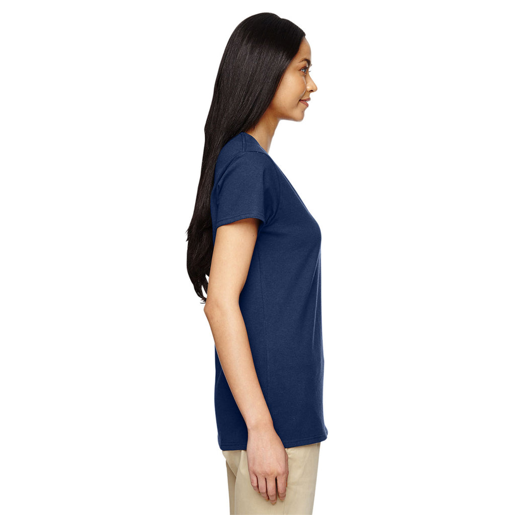 Gildan Women's Navy 5.3 oz. V-Neck T-Shirt