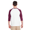 Gildan Unisex White/Maroon 5.3 oz. 3/4-Raglan Sleeve T-Shirt