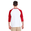 Gildan Unisex White/Red 5.3 oz. 3/4-Raglan Sleeve T-Shirt