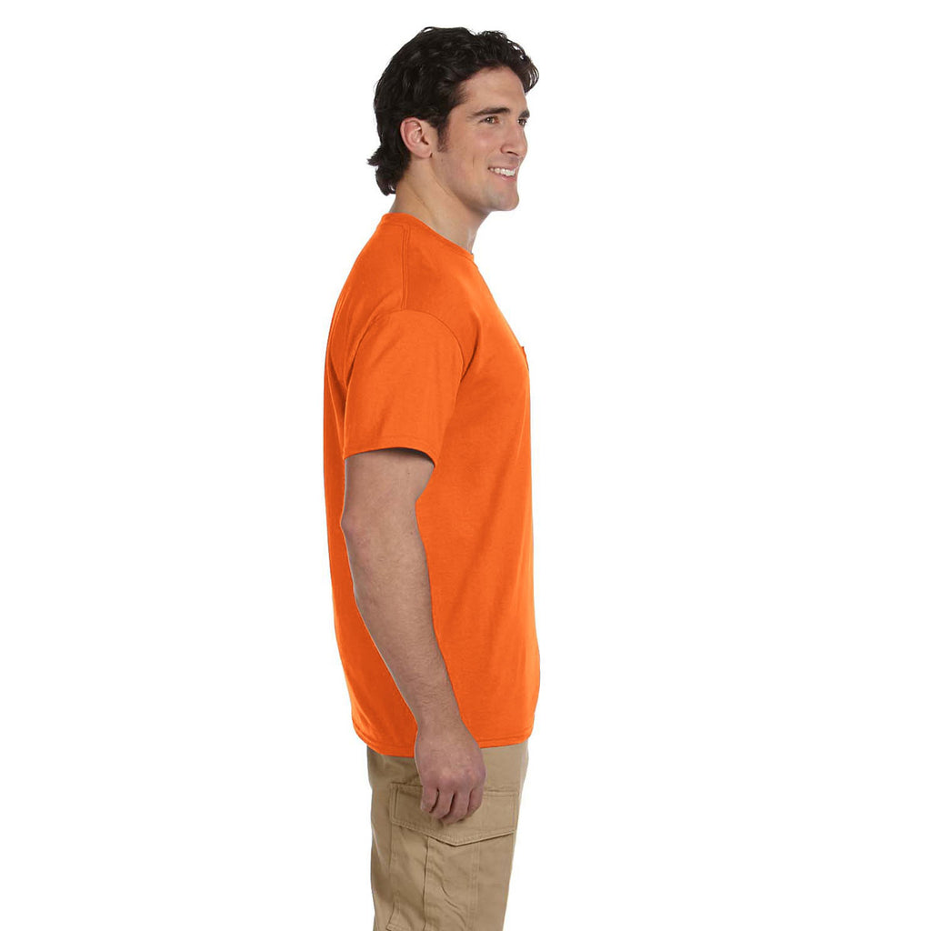 Gildan Unisex Safety Orange 5.5 oz. 50/50 Pocket T-Shirt