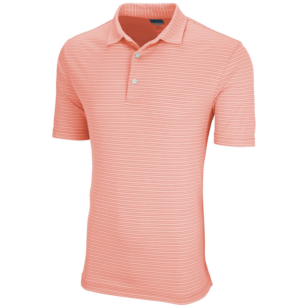 Greg Norman Men's Peach Protek Micro Stripe Polo