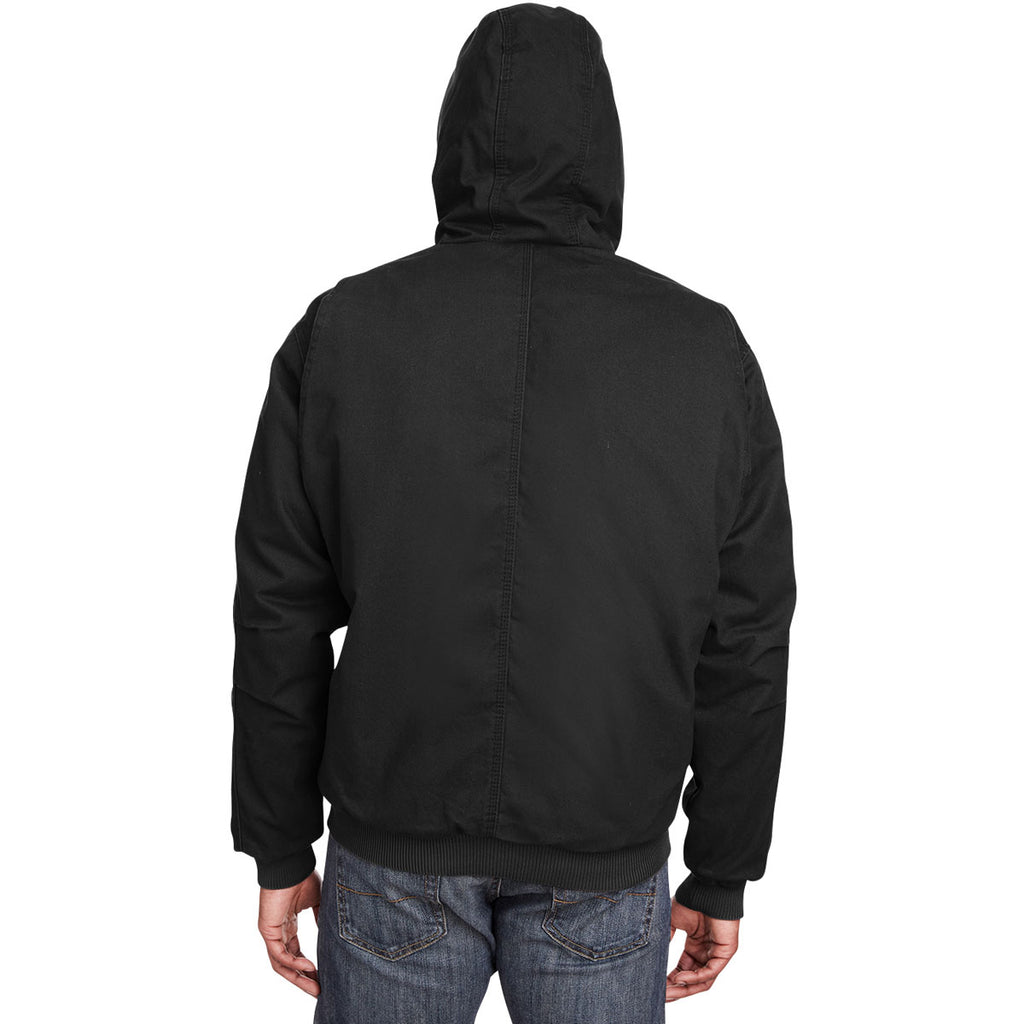 Berne Men's Black Highland Washed Cotton Duck Hooded Jacket