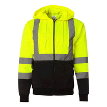 ML Kishigo Men's Lime Hi-Vis Full-Zip Hooded Sweatshirt