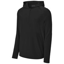 Sport-Tek Men's Black Repeat 1/2-Zip Long Sleeve Hooded Jacket