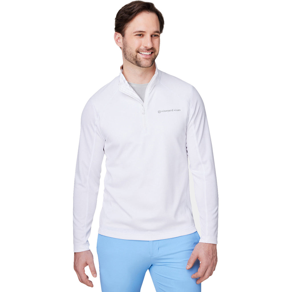 Vineyard Vines Men's White Cap Sankaty Quarter-Zip Pullover