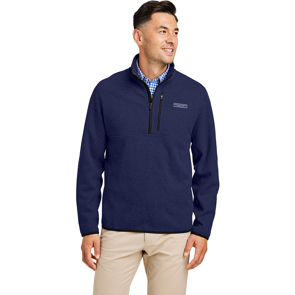 Vineyard Vines Men's Nautical Navy Mountain Sweaterfleece Quarter Zip