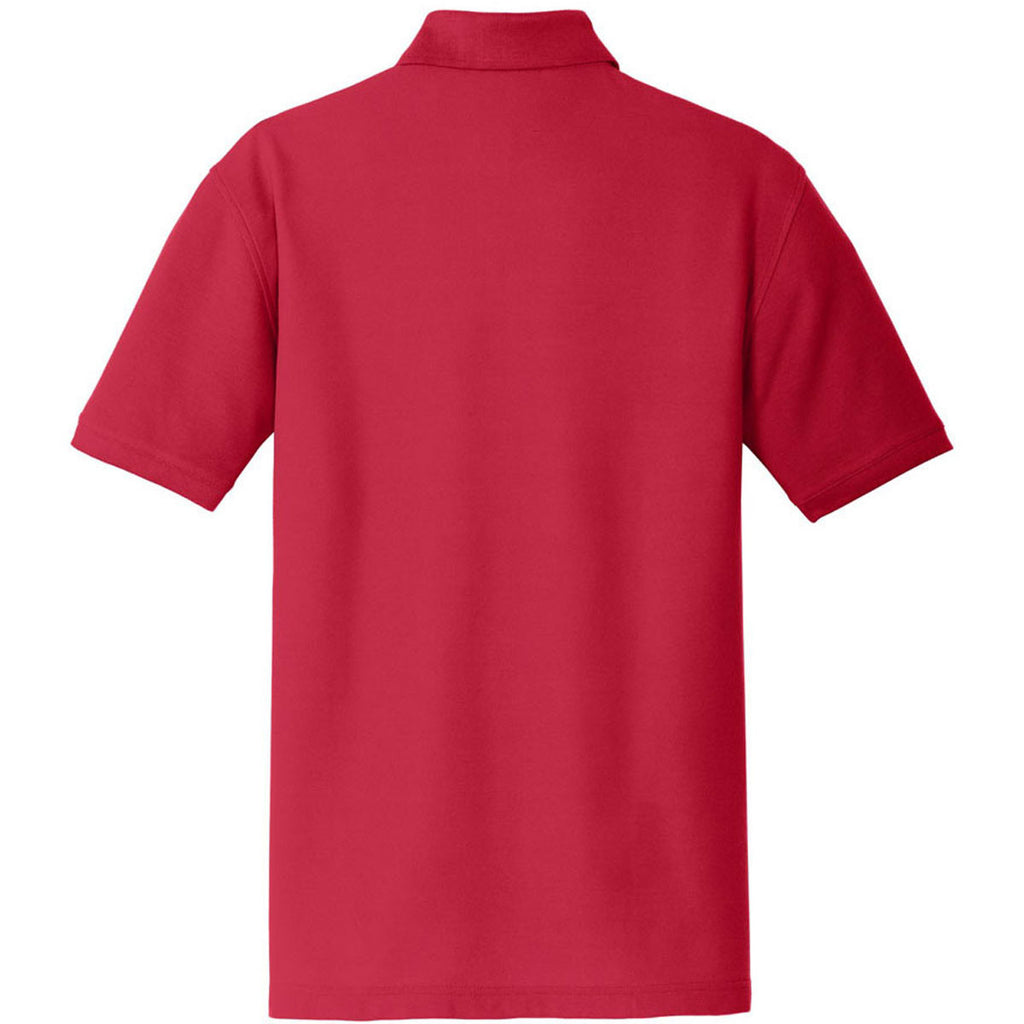 Port Authority Men's Rich Red Core Classic Pique Pocket Polo