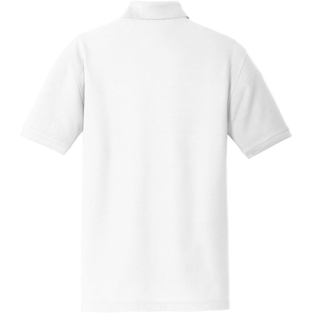 Port Authority Men's White Core Classic Pique Pocket Polo