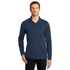 Port Authority Men's River Blue Navy Dry Zone UV Micro-Mesh Long Sleeve Polo