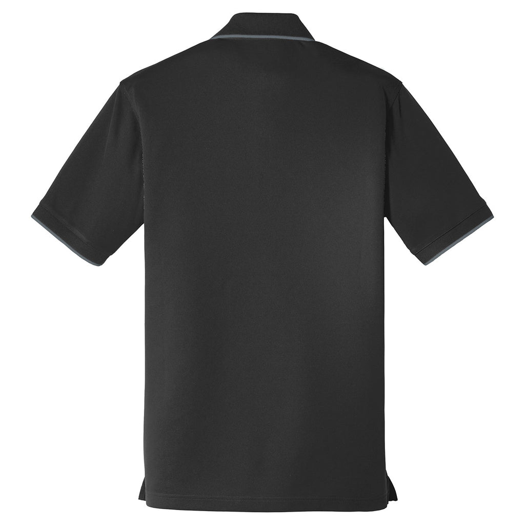 Port Authority Men's Deep Black/Graphite Dry Zone UV Micro-Mesh Tipped Polo