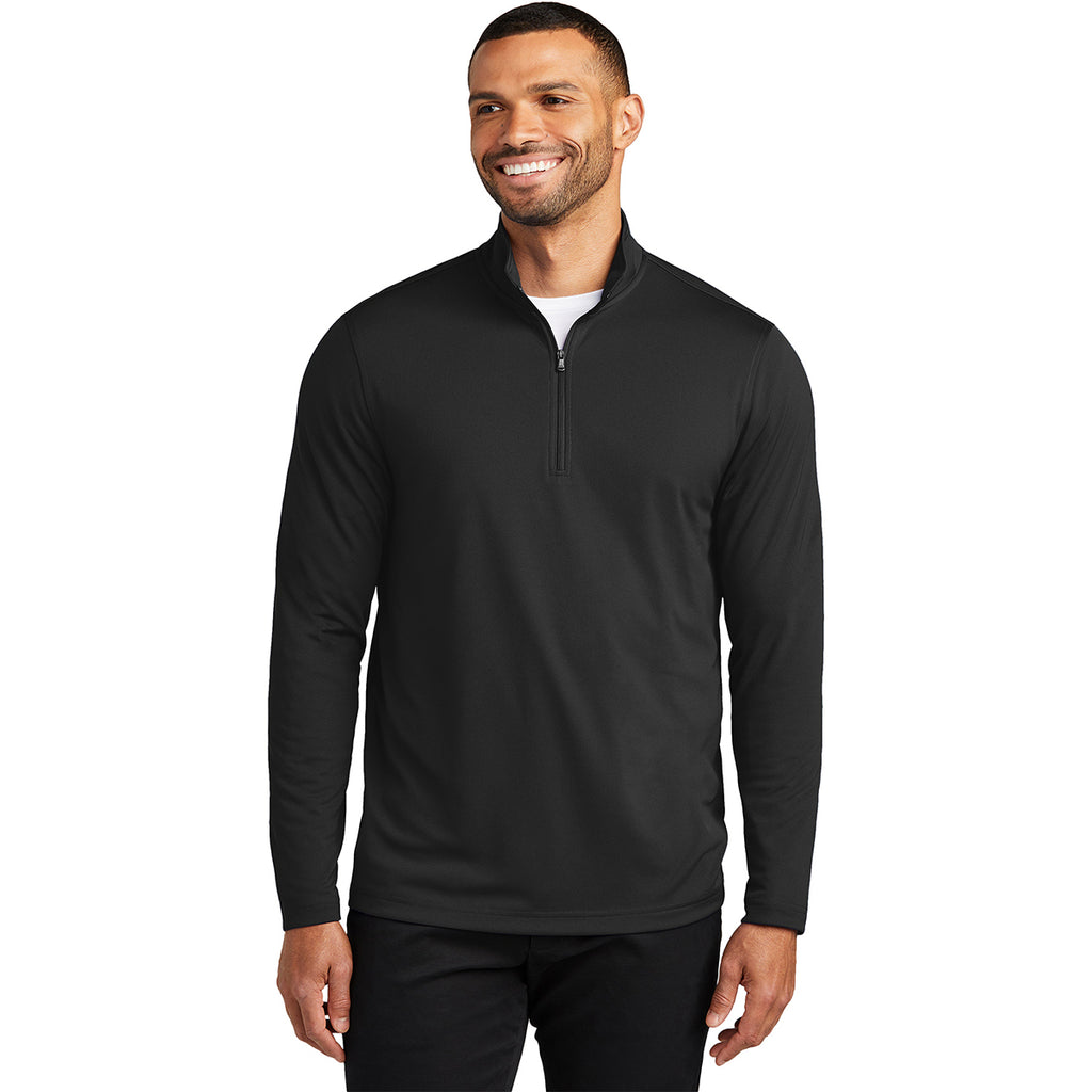 Port Authority Men's Deep Black Dry Zone UV Micro-Mesh 1/4 Zip