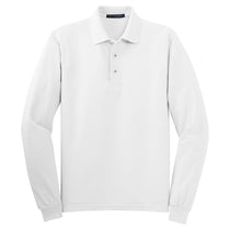Port Authority Men's White Long Sleeve Silk Touch Polo