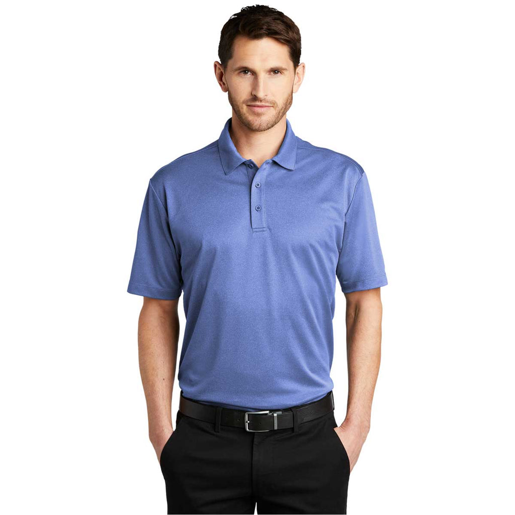 Port Authority Men's Moonlight Blue Heather Heathered Silk Touch Performance Polo