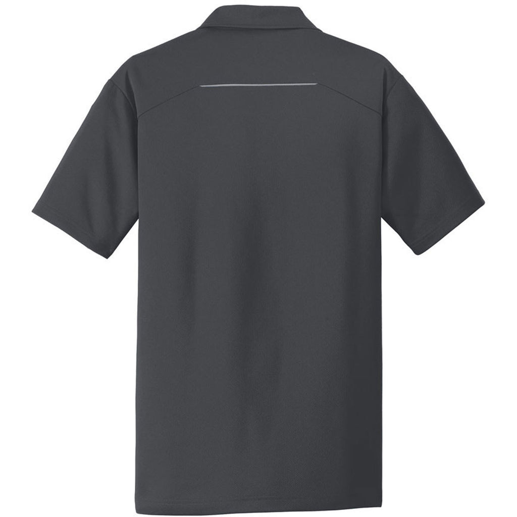 Port Authority Men's Battleship Grey Pinpoint Mesh Polo