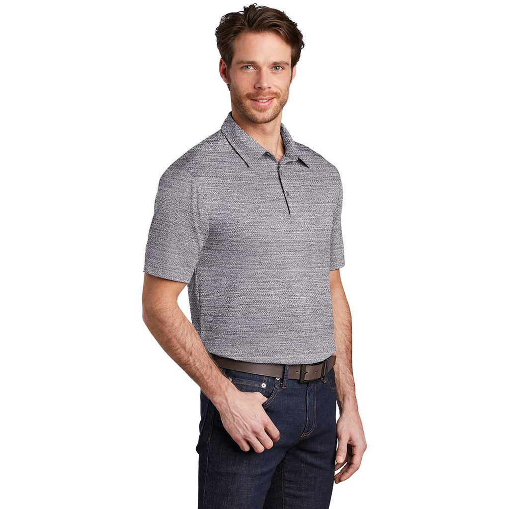 Port Authority Men's Graphite/White Stretch Heather Polo