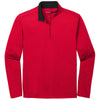 Port Authority Men's Red/Black Silk Touch Performance Quarter Zip