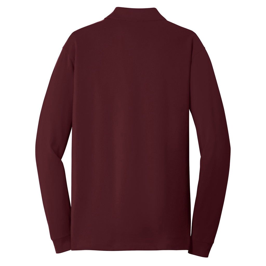 Port Authority Men's Maroon Ezcotton Long Sleeve Polo