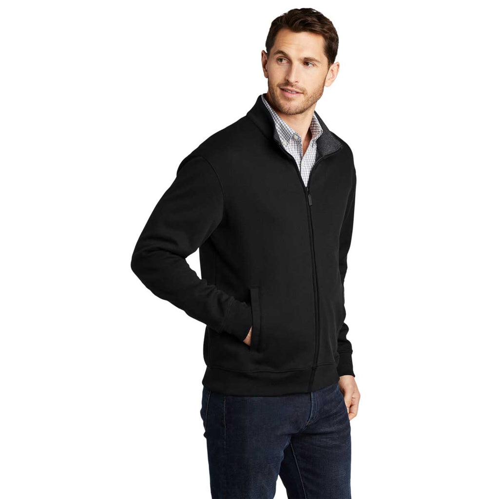 Port Authority Men's Deep Black/Charcoal Heather Interlock Full-Zip