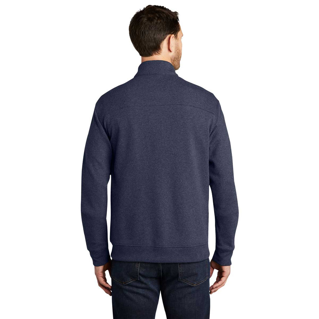 Port Authority Men's Estate Blue Heather/Charcoal Heather Interlock Full-Zip