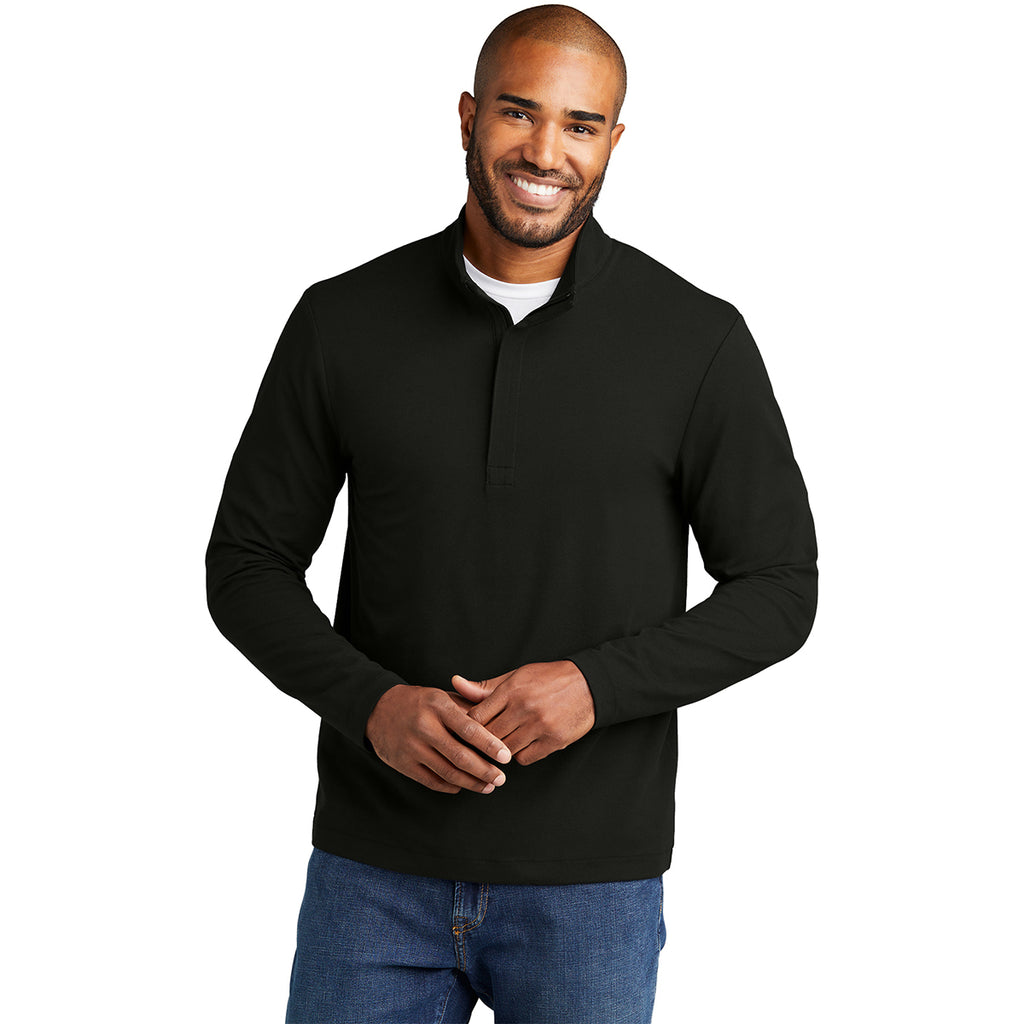 Port Authority Men's Deep Black Fairway Stretch Quarter Zip