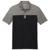 Port Authority Men's Deep Black/ Charcoal Heather Fine Pique Blend Blocked Polo