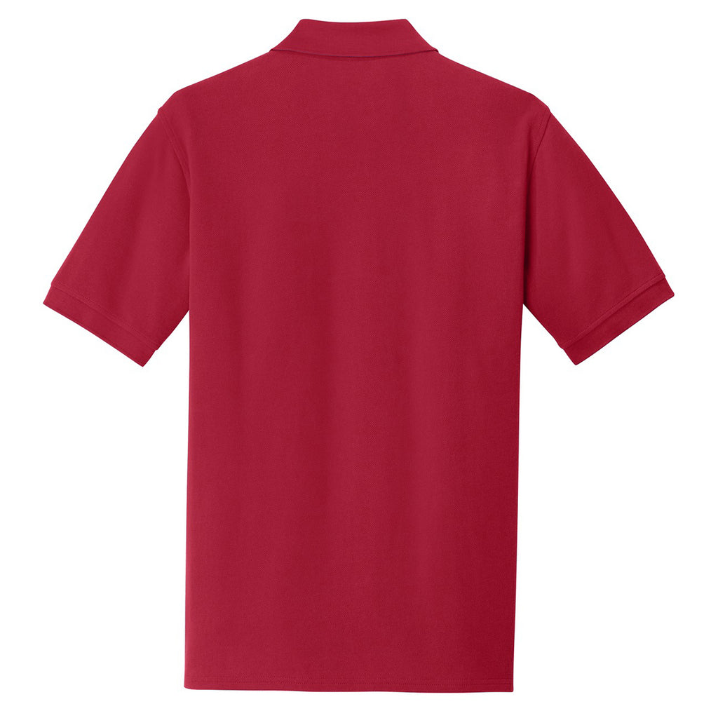 Port & Company Men's Red Ring Spun Pique Polo