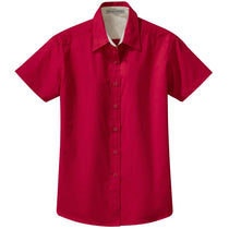 Port Authority Women's Red/Light Stone Short Sleeve Easy Care Shirt