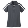 Port Authority Women's Steel Grey/White Silk Touch Performance Colorblock Stripe Polo