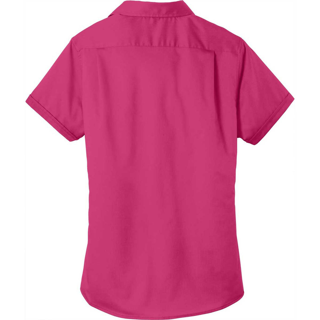 Port Authority Women's Pink Azalea Short Sleeve SuperPro Twill Shirt