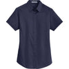 Port Authority Women's True Navy Short Sleeve SuperPro Twill Shirt