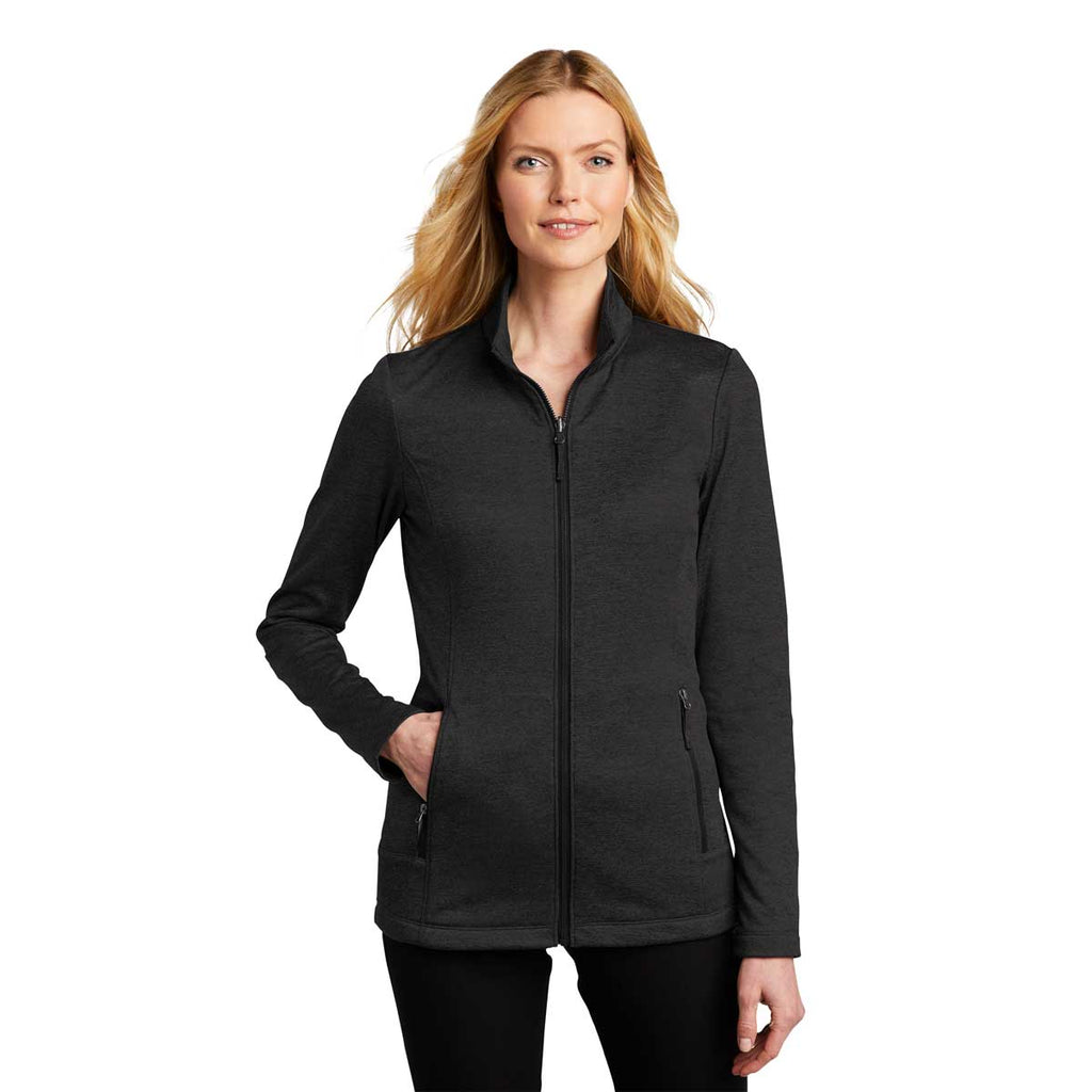 Port Authority Women's Deep Black Heather Collective Striated Fleece Jacket