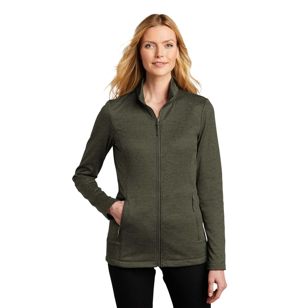 Port Authority Women's Deep Olive Heather Collective Striated Fleece Jacket