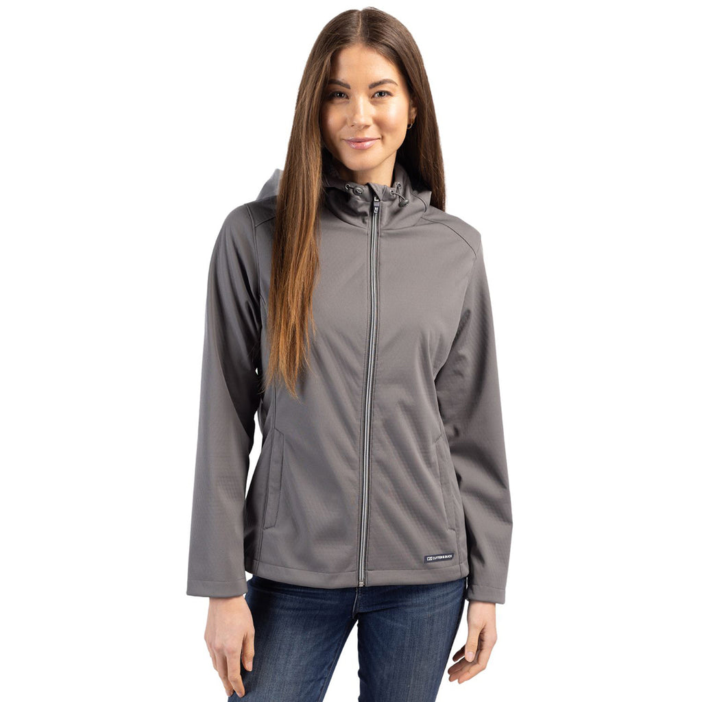 Cutter & Buck Women's Elemental Grey Evoke Eco Softshell Recycled Full Zip Jacket