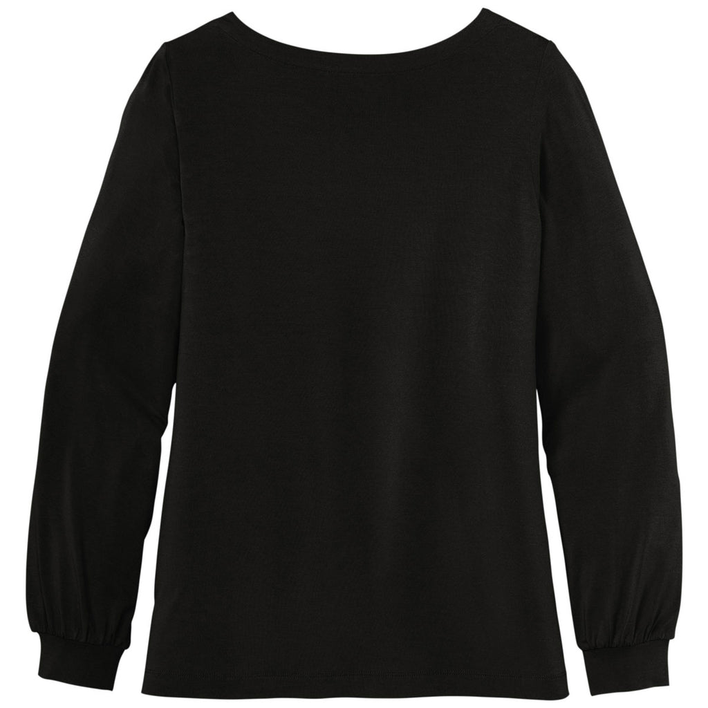 Port Authority Women's Deep Black Luxe Knit Jewel Neck Top