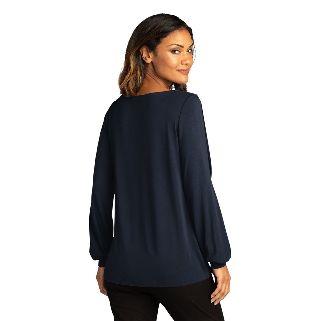 Port Authority Women's River Blue Navy Luxe Knit Jewel Neck Top