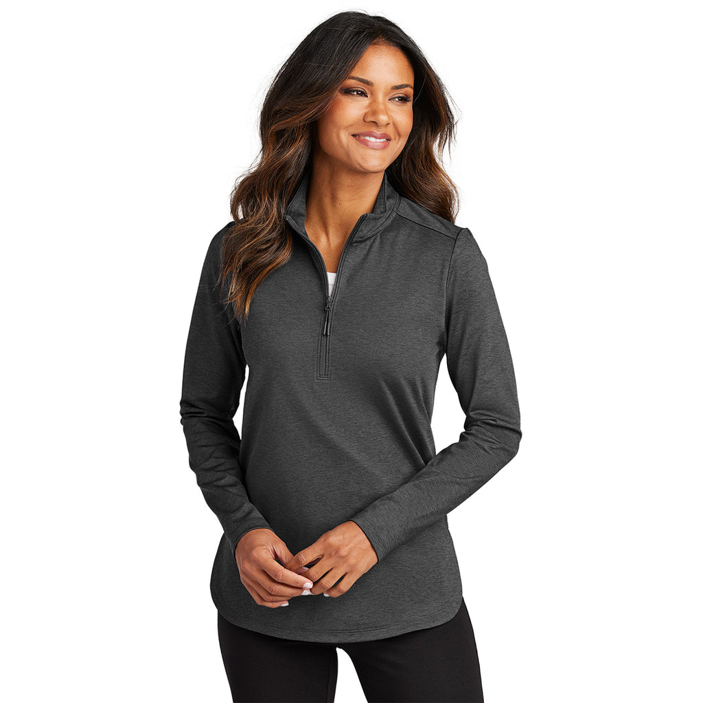 Port Authority Women's Grey Steel Heather C-FREE Double Knit 1/4-Zip