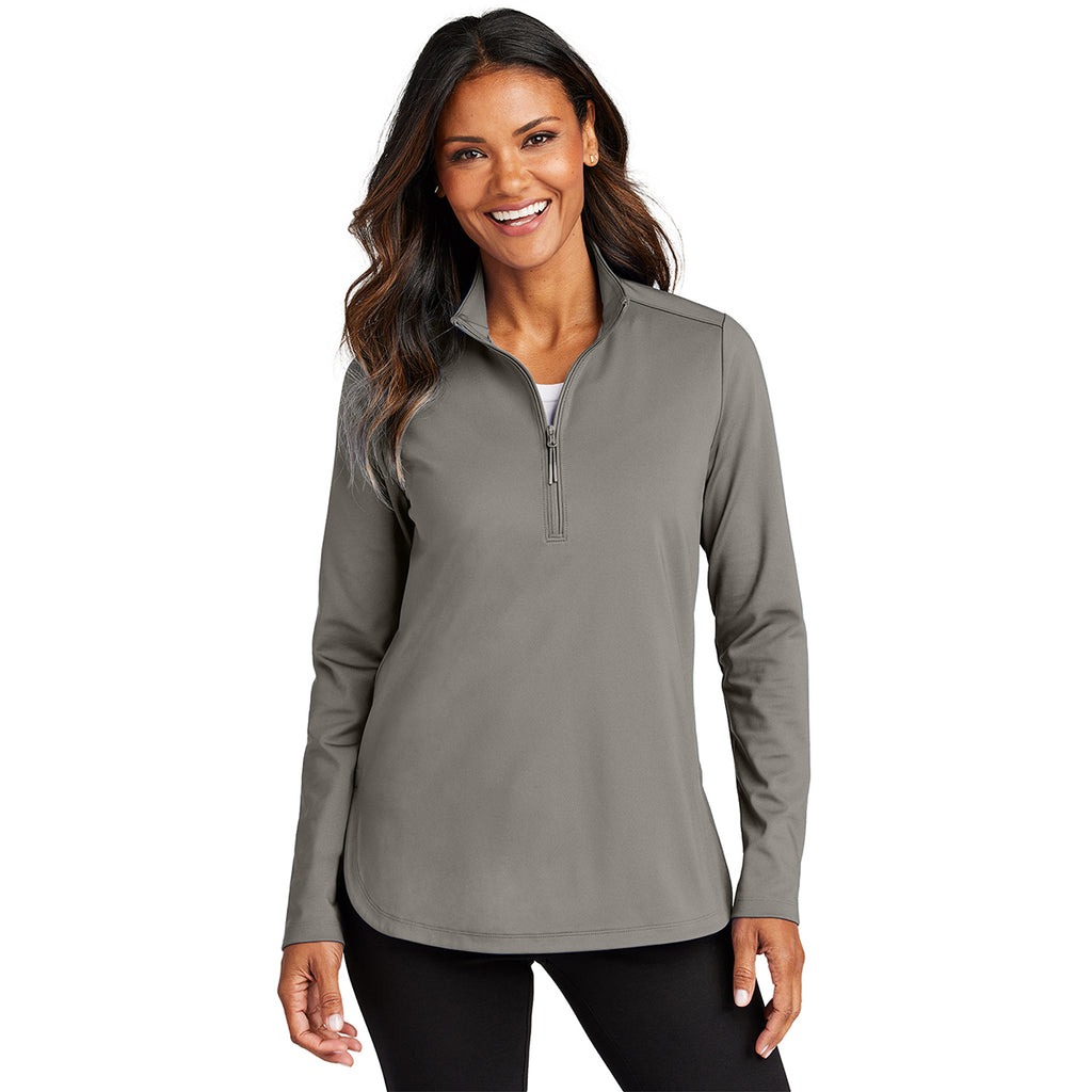 Port Authority Women's Smoke Grey C-FREE Double Knit 1/4-Zip