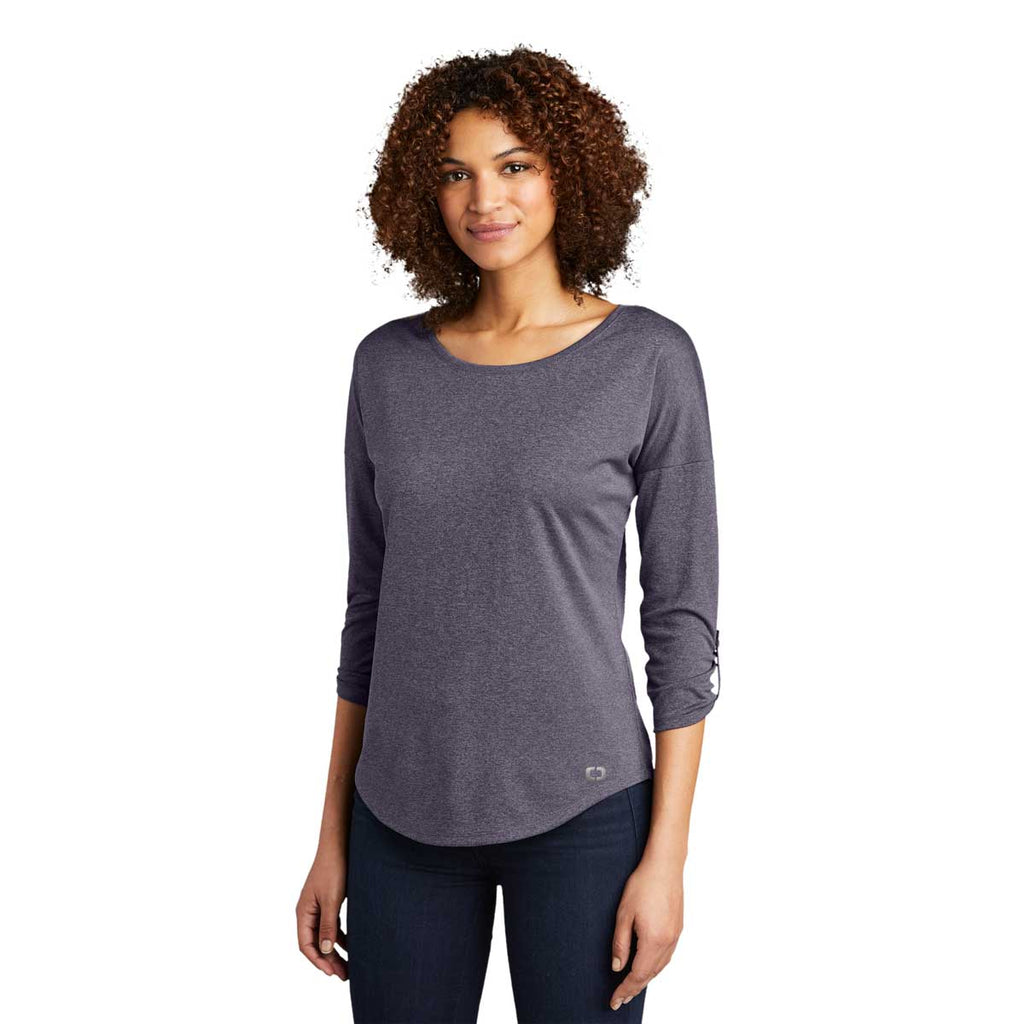 OGIO Women's Navy Heather Gravitate Scoop 3/4-Sleeve