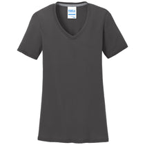 Port & Company Women's Charcoal Performance Blend V-Neck Tee