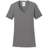 Port & Company Women's Medium Grey Performance Blend V-Neck Tee