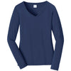 Port & Company Women's Team Navy Long Sleeve Fan Favorite V-Neck Tee